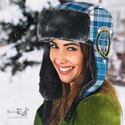 Scottish Roberton Clans Tartan Trapper Hat - Crest Classic Scottish Plaid Tartan Plaid