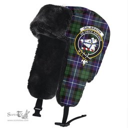 Scottish Galbraith Modern Clans Tartan Trapper Hat - Crest Classic Scottish Plaid Tartan Plaid