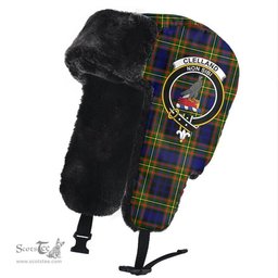 Scottish Clelland Modern Clans Tartan Trapper Hat - Crest Classic Scottish Plaid Tartan Plaid