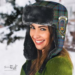 Scottish Cameron of Erracht Ancient Clans Tartan Trapper Hat - Crest Classic Scottish Plaid Tartan Plaid