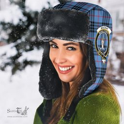 Scottish MacKay Blue Clans Tartan Trapper Hat - Crest Classic Scottish Plaid Tartan Plaid