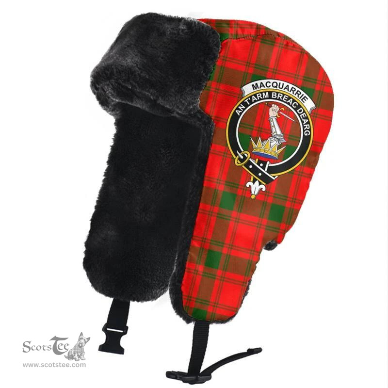 Scottish MacQuarrie Modern Clans Tartan Trapper Hat - Crest Classic Scottish Plaid Tartan Plaid