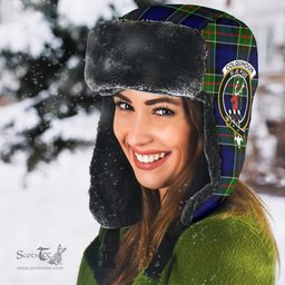 Scottish Colquhoun Modern Clans Tartan Trapper Hat - Crest Classic Scottish Plaid Tartan Plaid