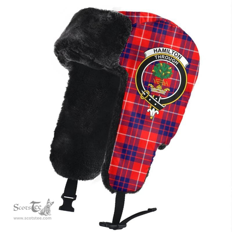 Scottish Hamilton Modern Clans Tartan Trapper Hat - Crest Classic Scottish Plaid Tartan Plaid