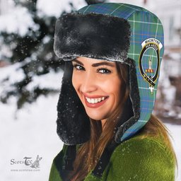 Scottish MacIntyre Hunting Ancient Clans Tartan Trapper Hat - Crest Classic Scottish Plaid Tartan Plaid