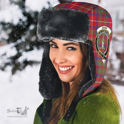 Scottish Shaw Red Modern Clans Tartan Trapper Hat - Crest Classic Scottish Plaid Tartan Plaid