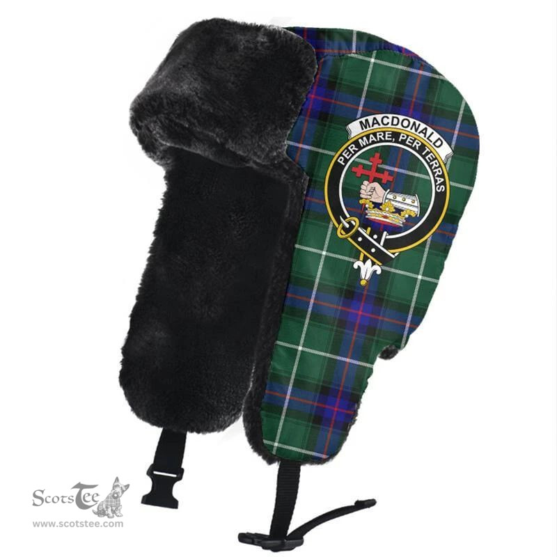 Scottish MacDonald of the Isles Hunting Modern Clans Tartan Trapper Hat - Crest Classic Scottish Plaid Tartan Plaid