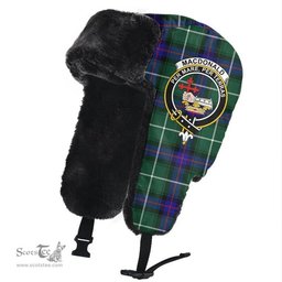 Scottish MacDonald of the Isles Hunting Modern Clans Tartan Trapper Hat - Crest Classic Scottish Plaid Tartan Plaid