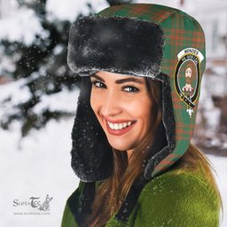 Scottish Menzies Green Ancient Clans Tartan Trapper Hat - Crest Classic Scottish Plaid Tartan Plaid
