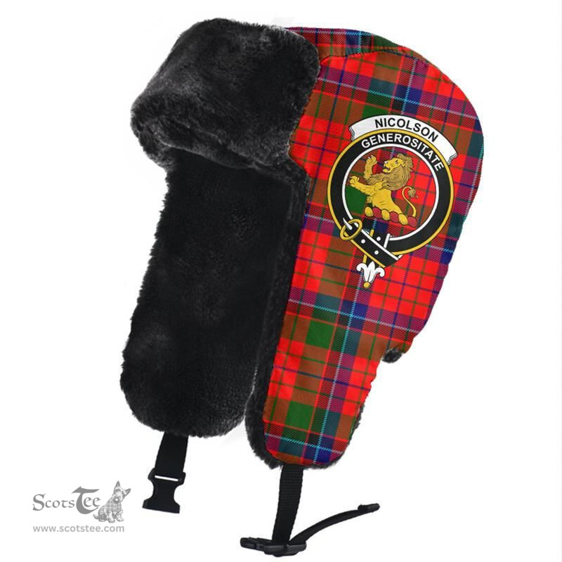 Scottish Nicolson Modern Clans Tartan Trapper Hat - Crest Classic Scottish Plaid Tartan Plaid