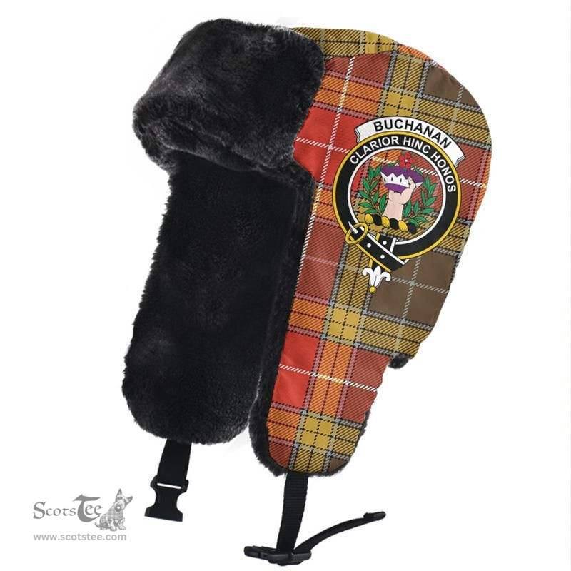 Scottish Buchanan Old Set Weathered Clans Tartan Trapper Hat - Crest Classic Scottish Plaid Tartan Plaid