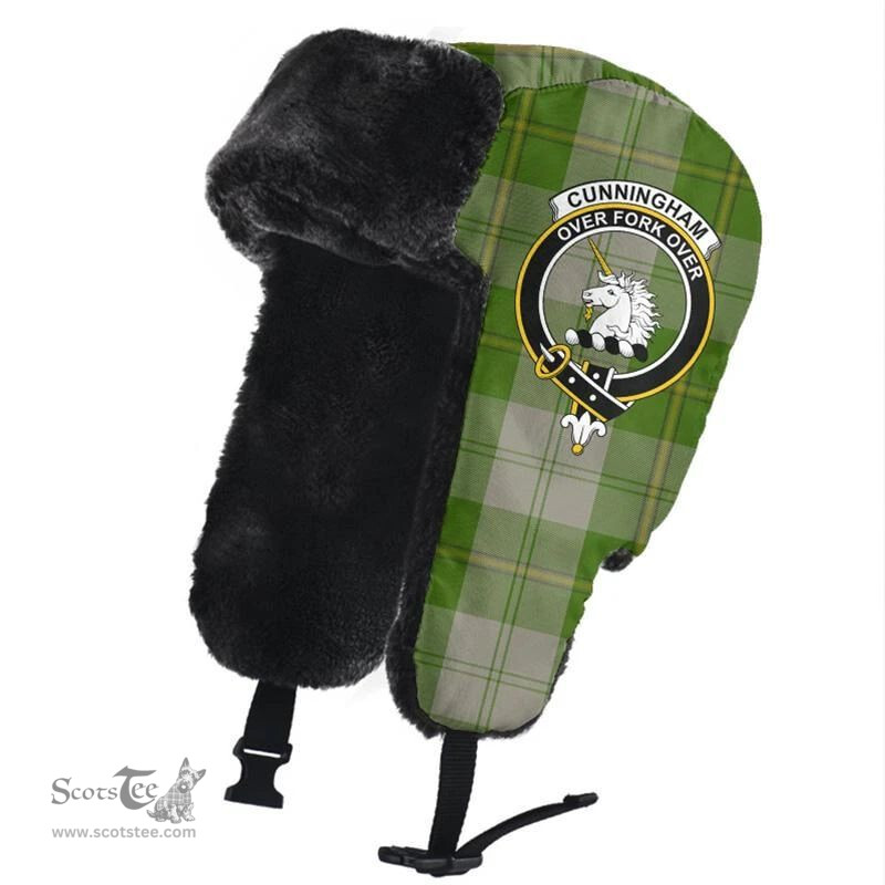 Scottish Cunningham Dress Green Dancers Clans Tartan Trapper Hat - Crest Classic Scottish Plaid Tartan Plaid