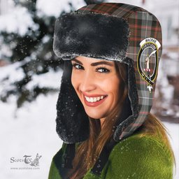 Scottish MacRae Hunting Weathered Clans Tartan Trapper Hat - Crest Classic Scottish Plaid Tartan Plaid
