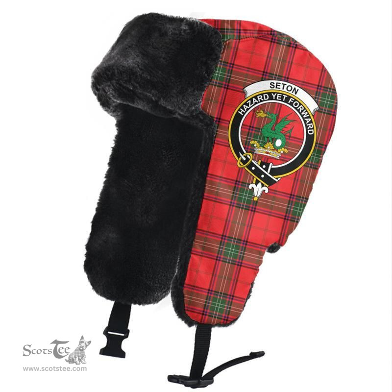 Scottish Seton Modern Clans Tartan Trapper Hat - Crest Classic Scottish Plaid Tartan Plaid