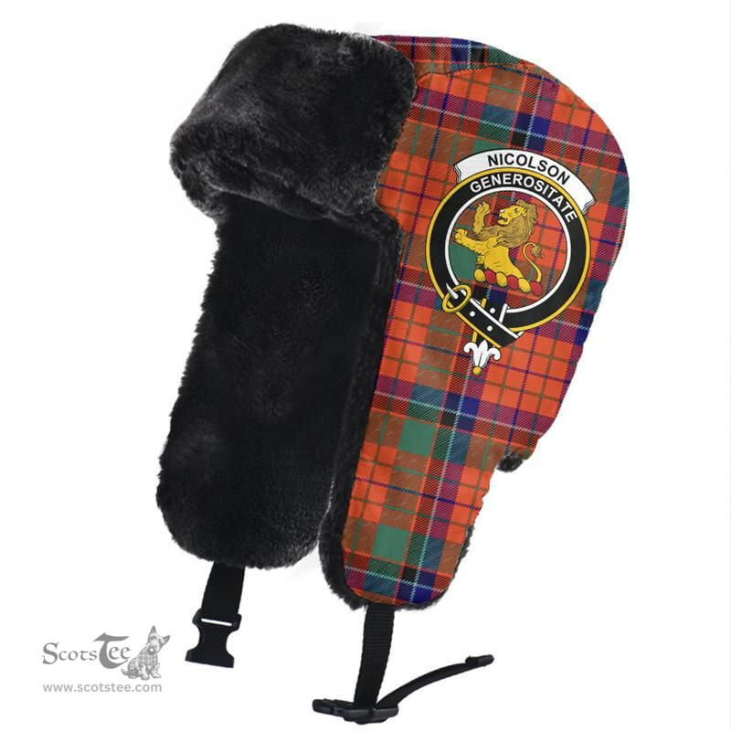 Scottish Nicolson Ancient Clans Tartan Trapper Hat - Crest Classic Scottish Plaid Tartan Plaid