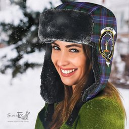 Scottish Guthrie Modern Clans Tartan Trapper Hat - Crest Classic Scottish Plaid Tartan Plaid