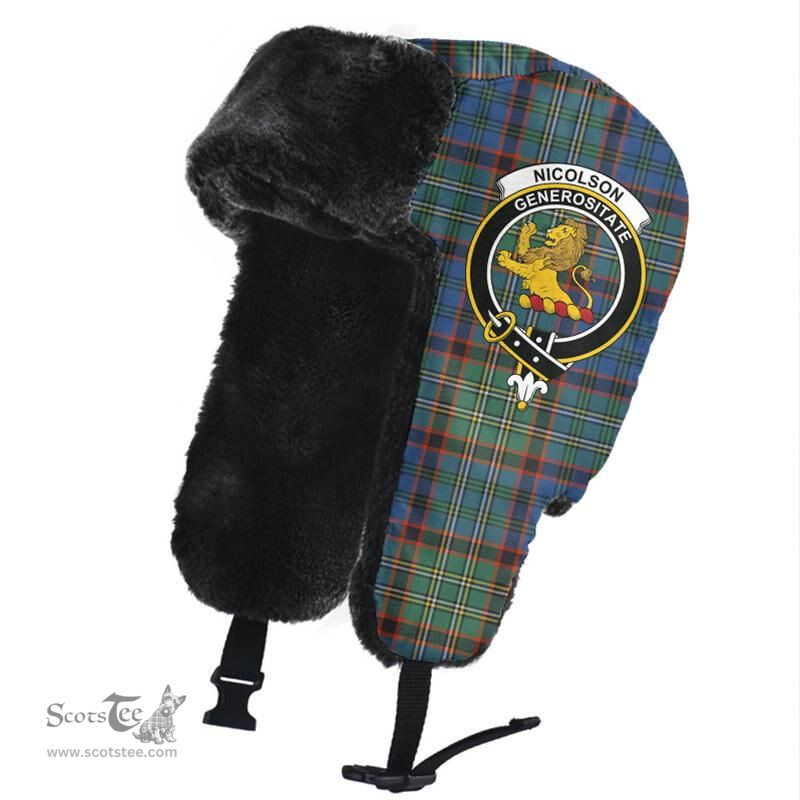 Scottish Nicolson Hunting Ancient Clans Tartan Trapper Hat - Crest Classic Scottish Plaid Tartan Plaid