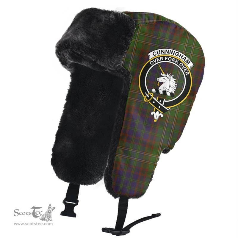Scottish Cunningham Hunting Modern Clans Tartan Trapper Hat - Crest Classic Scottish Plaid Tartan Plaid