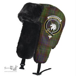 Scottish Cunningham Hunting Modern Clans Tartan Trapper Hat - Crest Classic Scottish Plaid Tartan Plaid