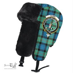 Scottish Gunn Ancient Clans Tartan Trapper Hat - Crest Classic Scottish Plaid Tartan Plaid