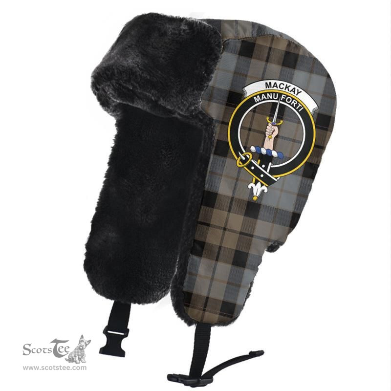Scottish MacKay Weathered Clans Tartan Trapper Hat - Crest Classic Scottish Plaid Tartan Plaid