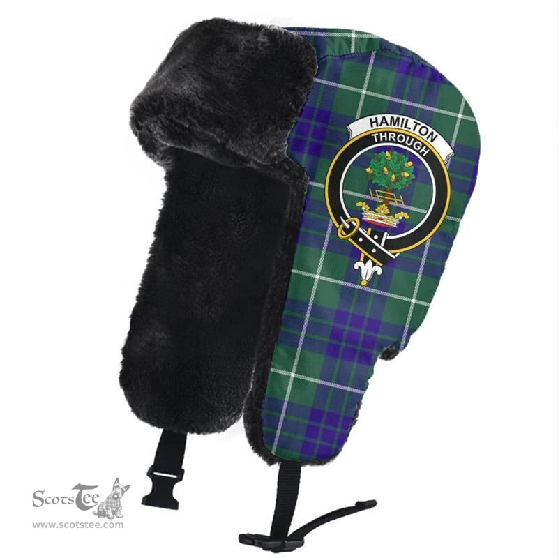 Scottish Hamilton Hunting Modern Clans Tartan Trapper Hat - Crest Classic Scottish Plaid Tartan Plaid