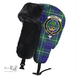Scottish Hamilton Hunting Modern Clans Tartan Trapper Hat - Crest Classic Scottish Plaid Tartan Plaid