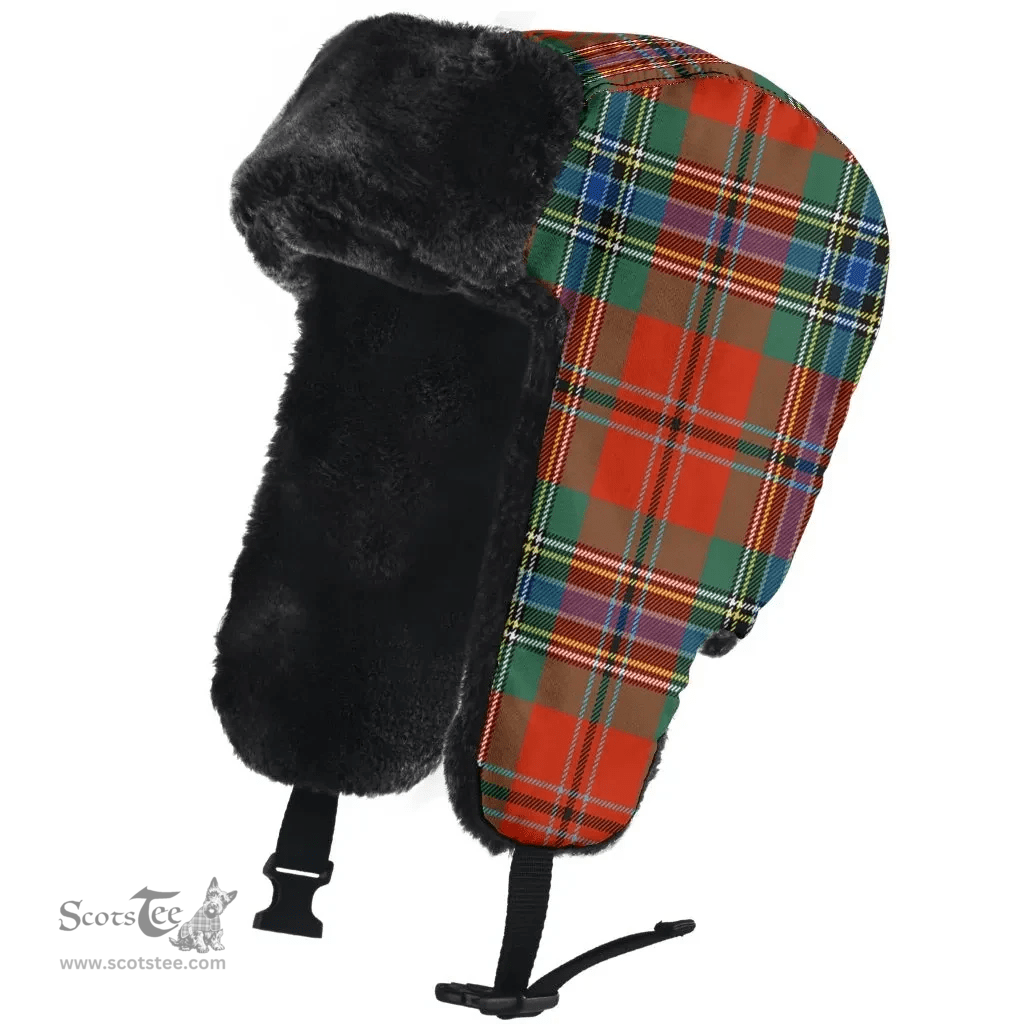 Scottish MacLean of Duart Ancient Clan Tartan Trapper Hat - Classic Scottish Plaid Tartan Plaid