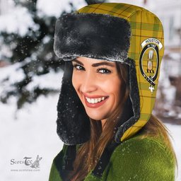 Scottish Houston Clans Tartan Trapper Hat - Crest Classic Scottish Plaid Tartan Plaid