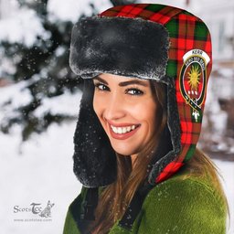 Scottish Kerr Modern Clans Tartan Trapper Hat - Crest Classic Scottish Plaid Tartan Plaid
