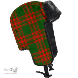 Scottish Menzies Green Modern Clan Tartan Trapper Hat - Classic Scottish Plaid Tartan Plaid