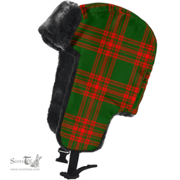 Scottish Menzies Green Modern Clan Tartan Trapper Hat - Classic Scottish Plaid Tartan Plaid