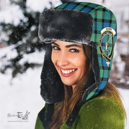 Scottish Gunn Ancient Clans Tartan Trapper Hat - Crest Classic Scottish Plaid Tartan Plaid
