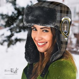 Scottish MacKay Weathered Clans Tartan Trapper Hat - Crest Classic Scottish Plaid Tartan Plaid