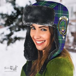 Scottish Hamilton Hunting Modern Clans Tartan Trapper Hat - Crest Classic Scottish Plaid Tartan Plaid