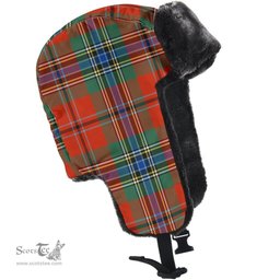 Scottish MacLean of Duart Ancient Clan Tartan Trapper Hat - Classic Scottish Plaid Tartan Plaid