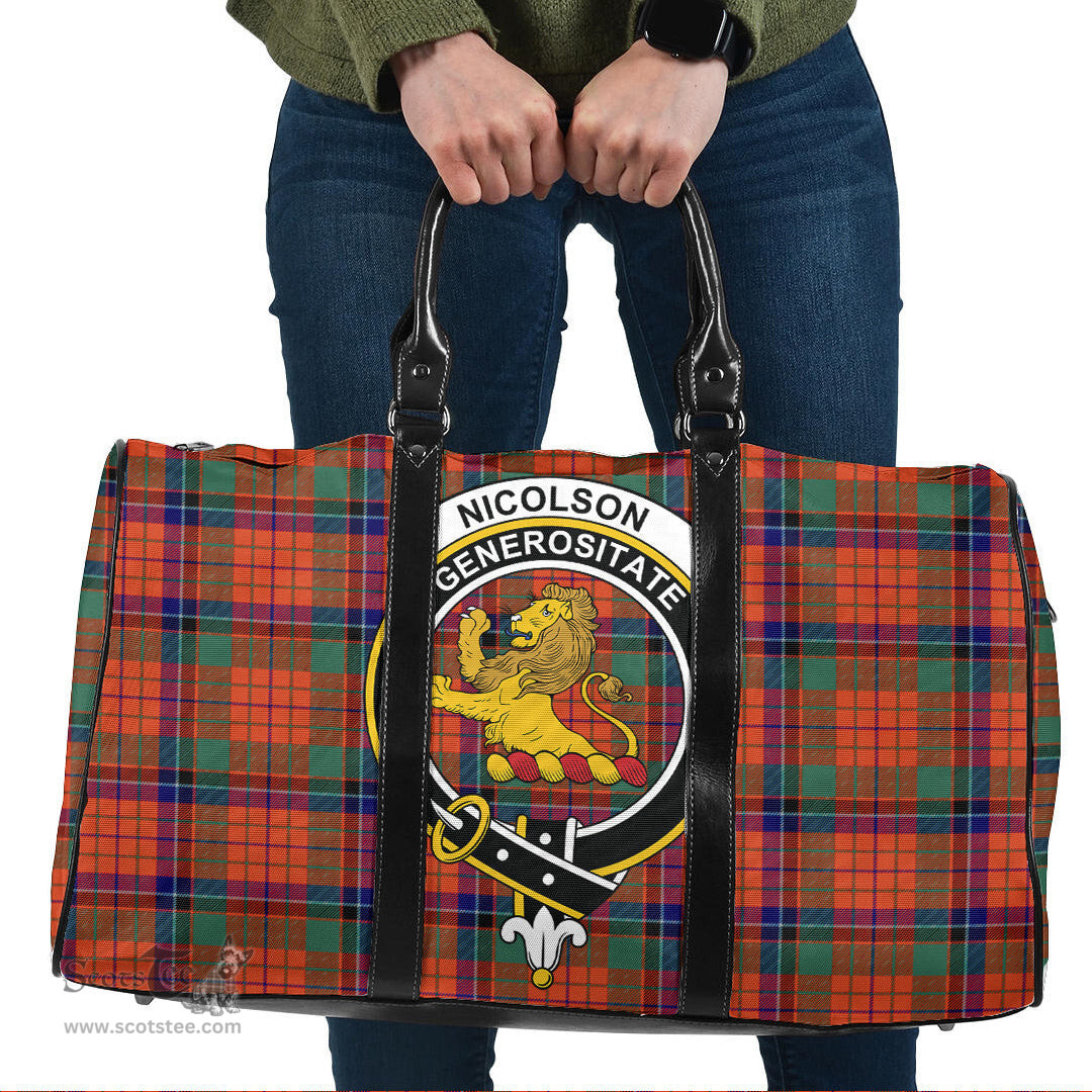 Scottish Nicolson Ancient Clan Tartan Travel Bag - Crest Classic Scottish Plaid Tartan Plaid