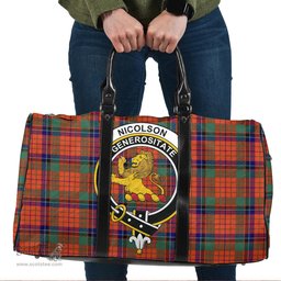 Scottish Nicolson Ancient Clan Tartan Travel Bag - Crest Classic Scottish Plaid Tartan Plaid
