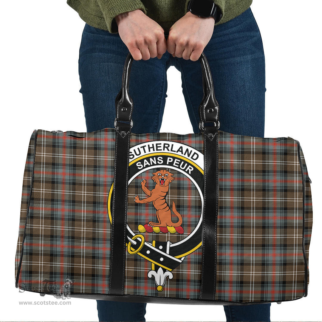 Scottish Sutherland Weathered Clan Tartan Travel Bag - Crest Classic Scottish Plaid Tartan Plaid