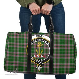 Scottish Gray Hunting Clan Tartan Travel Bag - Crest Classic Scottish Plaid Tartan Plaid