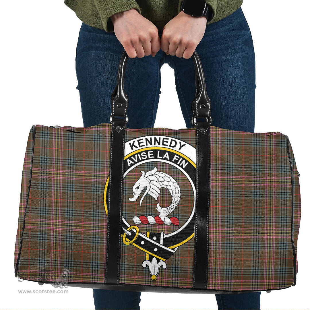 Scottish Kennedy Weathered Clan Tartan Travel Bag - Crest Classic Scottish Plaid Tartan Plaid
