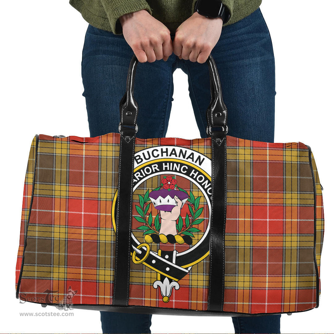 Scottish Buchanan Old Set Weathered Clan Tartan Travel Bag - Crest Classic Scottish Plaid Tartan Plaid