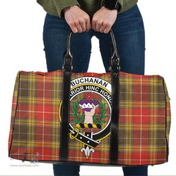 Scottish Buchanan Old Set Weathered Clan Tartan Travel Bag - Crest Classic Scottish Plaid Tartan Plaid