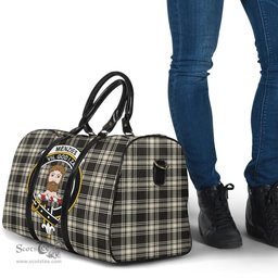 Scottish Menzies Black White Ancient Clan Tartan Travel Bag - Crest Classic Scottish Plaid Tartan Plaid