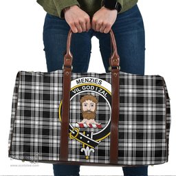 Scottish Menzies Black White Modern Clan Tartan Travel Bag - Crest Classic Scottish Plaid Tartan Plaid