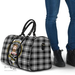 Scottish Menzies Black White Modern Clan Tartan Travel Bag - Crest Classic Scottish Plaid Tartan Plaid