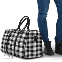 Scottish MacFarlane Black White Clan Tartan Travel Bag - Classic Scottish Plaid Tartan Plaid