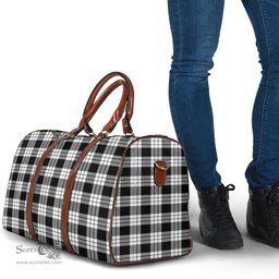 Scottish MacFarlane Black White Clan Tartan Travel Bag - Classic Scottish Plaid Tartan Plaid