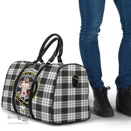 Scottish MacFarlane Black White Ancient Clan Tartan Travel Bag - Crest Classic Scottish Plaid Tartan Plaid