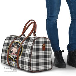 Scottish MacFarlane Black White Ancient Clan Tartan Travel Bag - Crest Classic Scottish Plaid Tartan Plaid